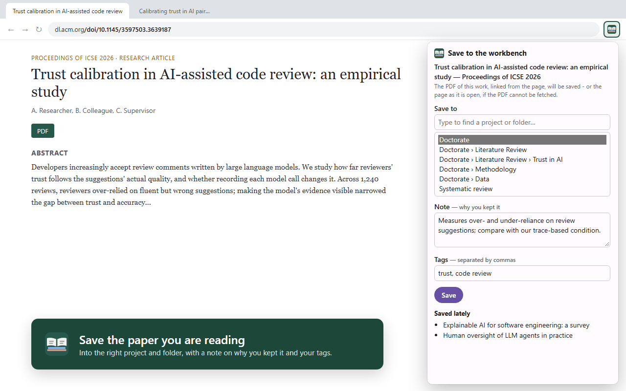 Saving a paper from a publisher's page